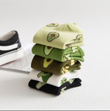 Anyfootwear 5 Pairs One Size 5-9 Random Color Spring Summer Cotton Avocado Design Breathable Ankle Socks Casual School Girl Socks For Women