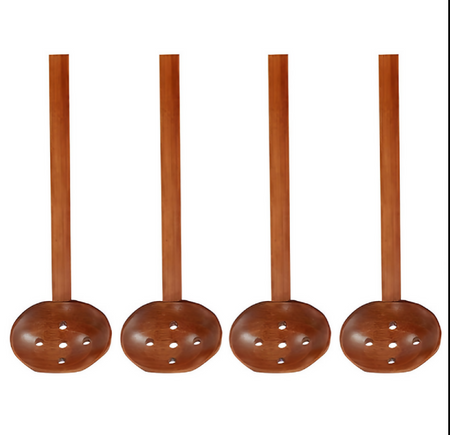 Anygleam Mixed Brown 4pcs Wooden Strainer Soup Spoon Kitchen Tableware