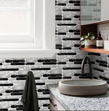ANYDECO Wallpaper Black Light Gray 6 Pcs Waterproof Self Adhesive Removable DIY Modern Marble Tile Wall Sticker Home Decor
