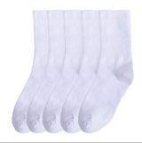 Anyfootwear 5 Pairs Unisex Sports Socks Size 4-5 White Cotton Knitted Casual Skateboard Socks Solid Color Breathable
