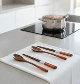Anygleam Brown 4pcs Wooden Chopsticks and Long Ladle Set Reusable Kitchen Tableware