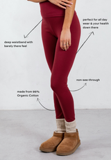 Organic Cotton Leggings, Ruby Wine