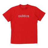 Age 12 Adidas Spellout T-Shirt - Small Red Cotton