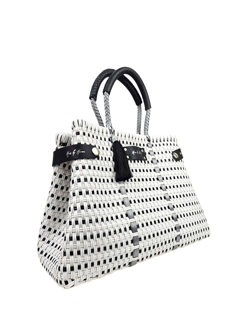 Less Pollution Convertible Handbag - Silver White Luxe