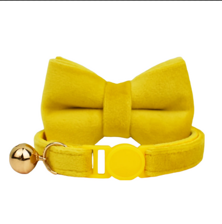 Anypet Large Yellow Bow Cat Collar with Safety Buckle, Bell & Durable Adjustable Strap – Stylish Comfortable Pet Collar for Cats