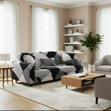 Anyseat 3-Seater Sofa Cover – Black White Geometric Style Slipcover for Living Room Chair Protection