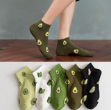 Anyfootwear 5 Pairs One Size 5-9 Random Color Spring Summer Cotton Avocado Design Breathable Ankle Socks Casual School Girl Socks For Women