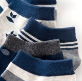 Anyfootwear 5 Pairs One Size 5-11 Mixed Color Striped Cotton Ankle Socks Spring Summer Unisex Navy Style Casual Breathable Socks