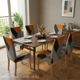 Anyseat Orange Gray Geometric Pattern Print Elastic Chair Cover – Plain Dining Slipcover & Home Décor