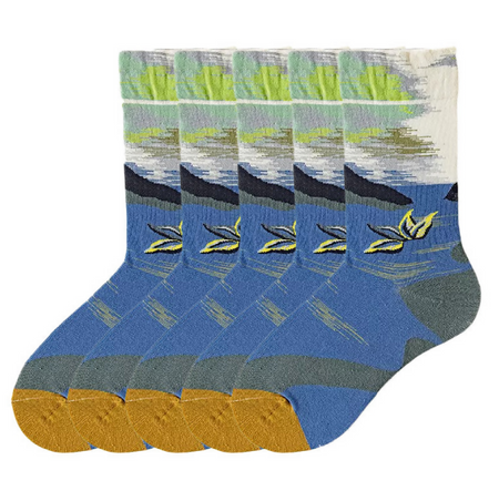 Anyfootwear 5 Pairs Size 5-9 Unisex Long Socks Cartoon Fish Tail Nature Design Warm Winter Socks Comfortable Casual Foot Accessories