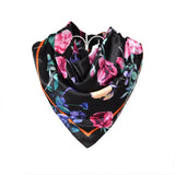 Anyyou Fashion Premium Satin Square Scarf – Black Pink Silk-Feel Neckwrap for Womenscar
