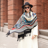 Anyyou 100% Merino Wool Cyan Silk Satin Shawl Bandana Large Winter Scarf Pashmina Perfect For Women Ladies Fashion Style
