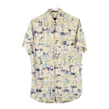 Marlboro Classics Floral Short Sleeve Shirt - Small Cream Cotton