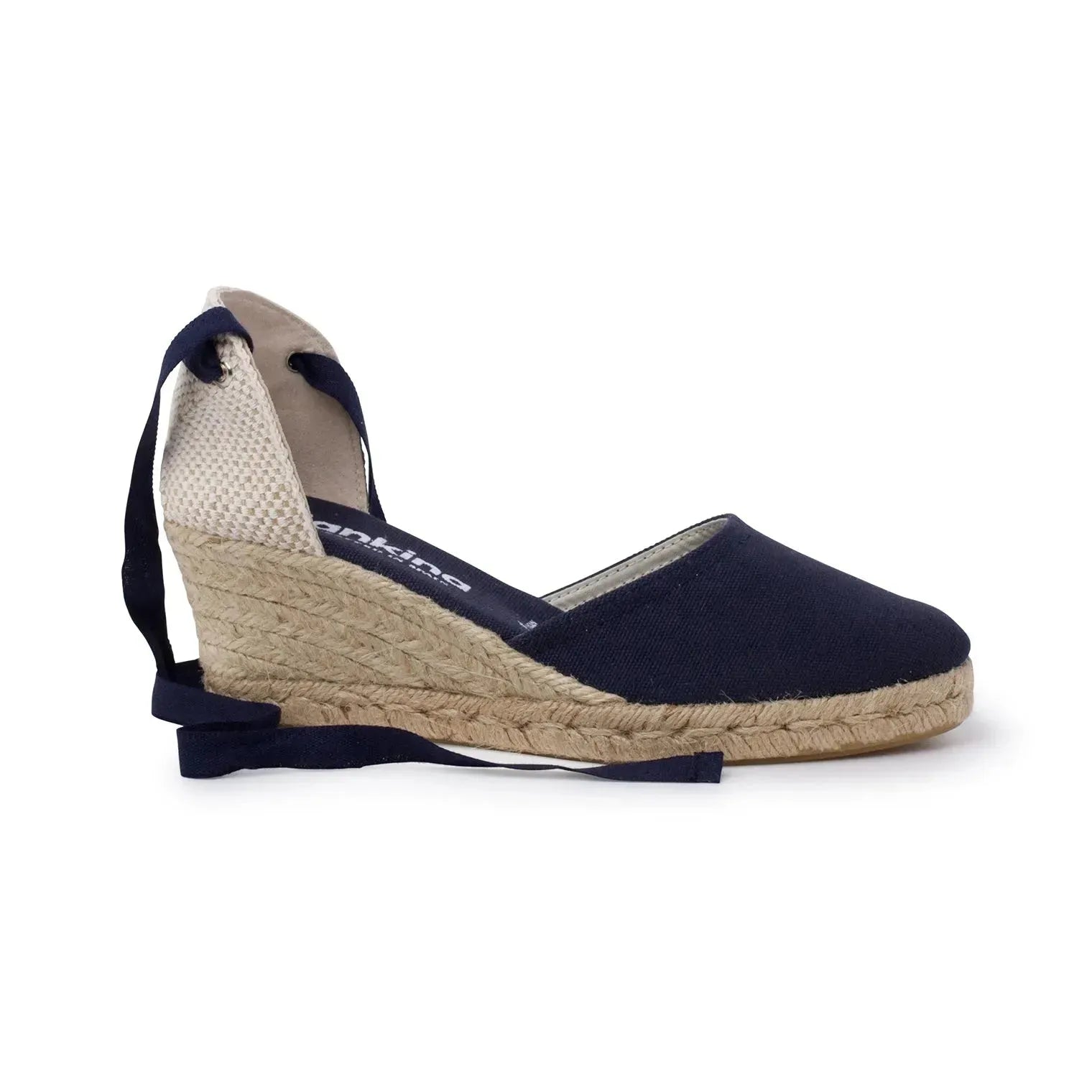 Sevilla Eco Canvas Vegan Espadrille Lace-Up Wedges - Navy