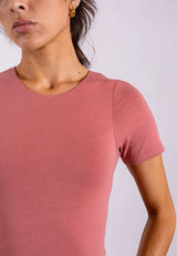 organic cotton short sleeve crew neck t-shirt rose pink