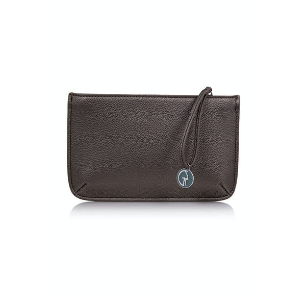 Vegan Leather Multi-Function Clutch In Metallic