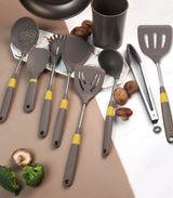 Anygleam Cooking Utensil 8 Set Khaki Heat Resistant Tools with 1 Rice Spatula and 1 Storage for Spatula Kit Kitchen Accessories Kitchenware for Nonstick Cookware