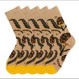 Anyfootwear 5 Pairs Size 5-9 Women Fashion Socks Combed Cotton Abstract Round Flower Oil Painting Print Novelty Funny Happy Crew Socks Colorful Casual Christmas Gift