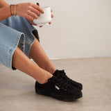St. Tropez Breathable Cotton Mesh Sneakers - Black - BIANKINA