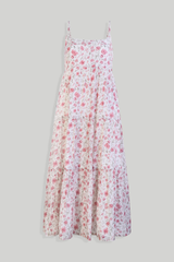 Strappy Tiered Maxi Dress in Pink Florals