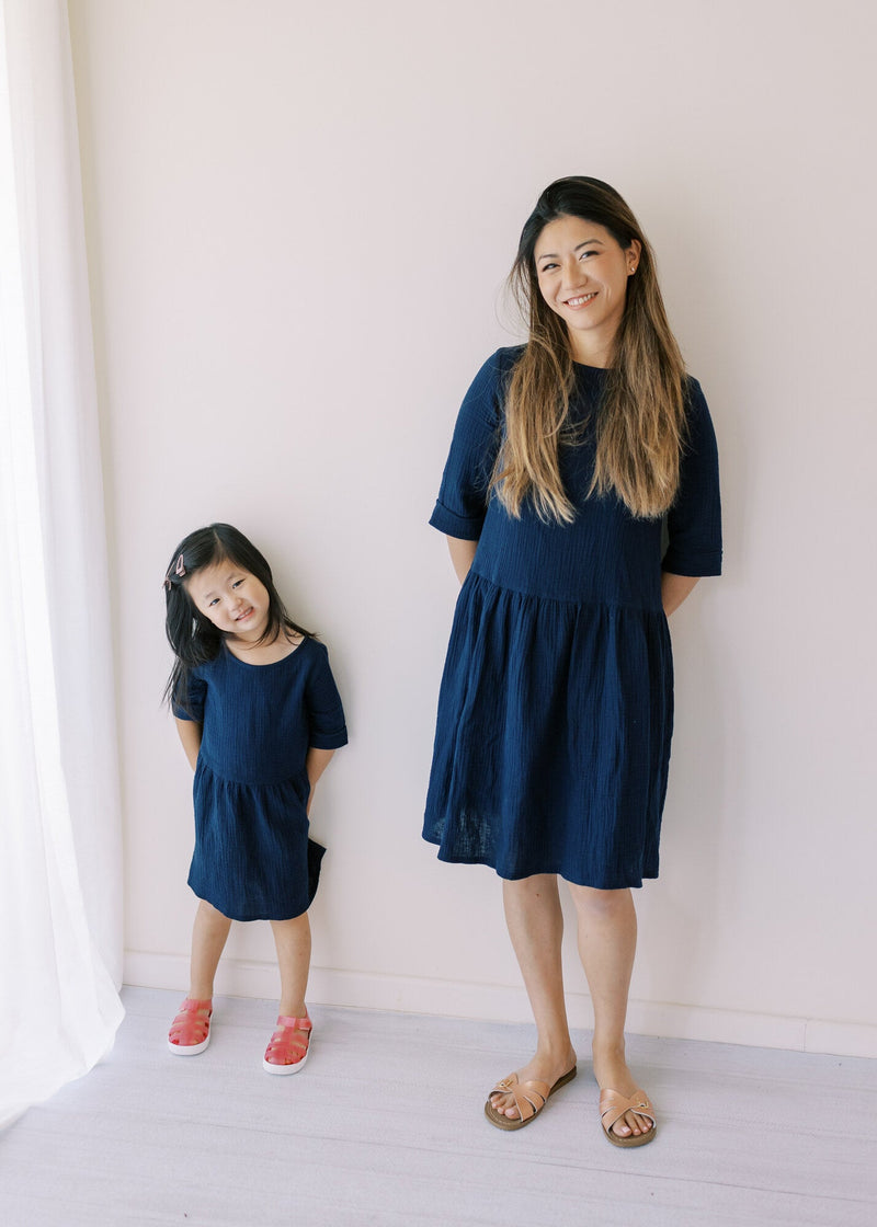 Organic cotton girls dress -Navy