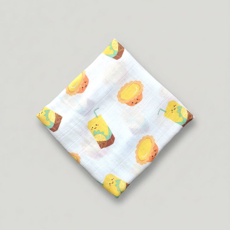 the wee bean super soft and extra large size organic cotton and bamboo swaddle in vita lemon tea and egg tart