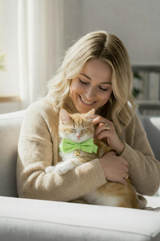 Anypet Small Neon Green Bow Cat Collar with Safety Buckle, Bell & Durable Adjustable Strap – Stylish Comfortable Pet Accessory for Cats