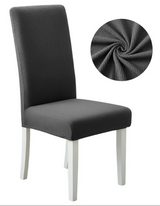 Anyseat Dark Grey Waterproof Chair Cover – Corn Kernel Pattern Stretch Slipcover for Dining Room