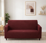 Anyseat 4-Seater Sofa Cover – Plain Wine Red Style Slipcover for Living Room Chair Protection