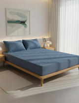 Anycozy Mattress Cover Blue 90x200cm Pure Cotton Soft Quilted Bed Sheet Anti-bacterial Protector Cover