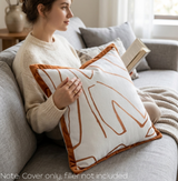 Anypillow White with Orange Abstract Line Decorative Cushion Cover – Soft Throw Pillowcase for Sofa & Bed