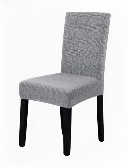 Anyseat Grey Black Writing Design Chair Cover – Elastic Slipcover with Anti‑Dirt Protection for Dining Room, Kitchen, Wedding, Hotel, Banquet & Restaurant