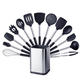 Anygleam Kitchen Utensils Non-stick Black/ Silver 13 Set Cooking Tool with Storage Box Accessories Heat Resistant Kitchenware