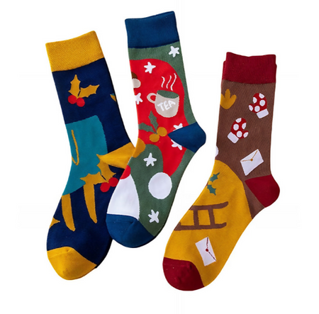 Anyfootwear 3 Pairs Women’s Art Holiday Cotton Socks Funny Gift Party