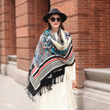 Anyyou 100% Merino Wool Cyan Silk Satin Shawl Bandana Large Winter Scarf Pashmina Perfect For Women Ladies Fashion Style
