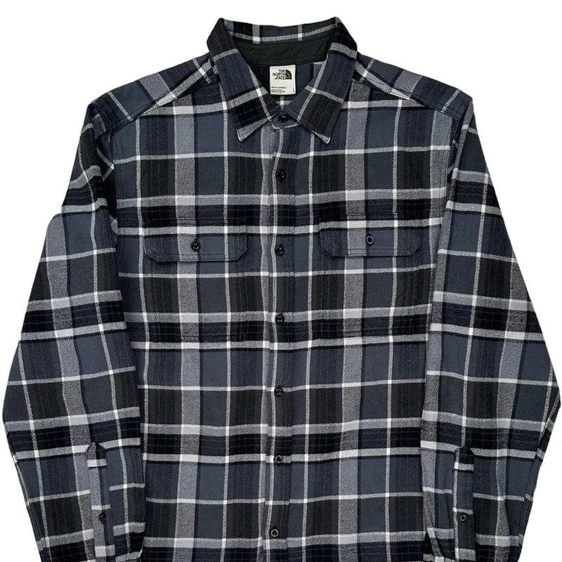 The North Face Checked Flannel Shirt - Large Black Cotton