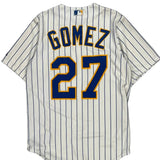 Milwaukee Brewers Majestic Striped Jersey - Small Blue Polyester