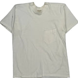 Pocket Polo Single Stitch T-Shirt - Large White Cotton