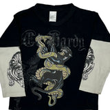Age 3-4 Ed Hardy Graphic Long Sleeve T-Shirt - XS Black Cotton