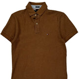 Tommy Hilfiger Slim Fit Polo Shirt - Small Brown Cotton