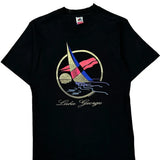 Single Stitch Lake George Fruit Of The Loom Graphic T-Shirt - Medium Black Cotton