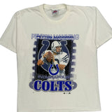 Single Stitch Indianapolis Colts Peyton Manning Joy Athletic Graphic T-Shirt - Large White Cotton