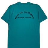 Wildlife Print Hanes Single Stitch T-Shirt - Large Blue Cotton Blend