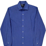Regent Custom Fit Polo By Ralph Lauren Checked Shirt - Medium Blue Cotton
