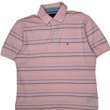 Tommy Hilfiger Striped Polo Shirt - Large Pink Cotton