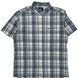 Quiksilver Checked Short Sleeve Shirt - XL Blue Cotton