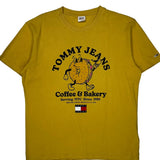 Coffee & Bakery Tommy Jeans Graphic T-Shirt - XL Yellow Cotton