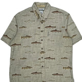 River Lodge Columbia Short Sleeve Shirt - Large Beige Cotton