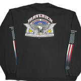 American Pride Harley Davidson Graphic Long Sleeve T-Shirt - 2XL Black Cotton