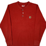 Carhartt Long Sleeve T-Shirt - Large Red Cotton